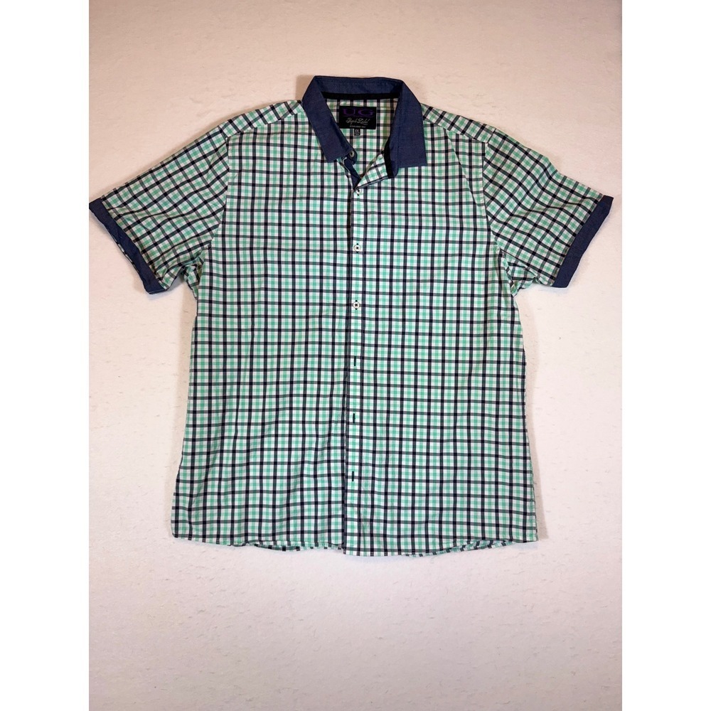 UG Purple Label Plaid Short Sleeve Button Down Shirt Men's XXL
